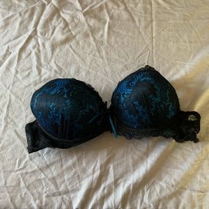 Blue lace strapless